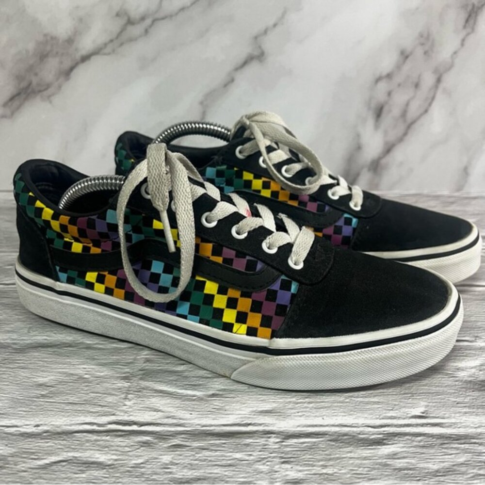 Vans Old Skool Checkered Multi Colored Rainbow Sneakers Youth Unisex